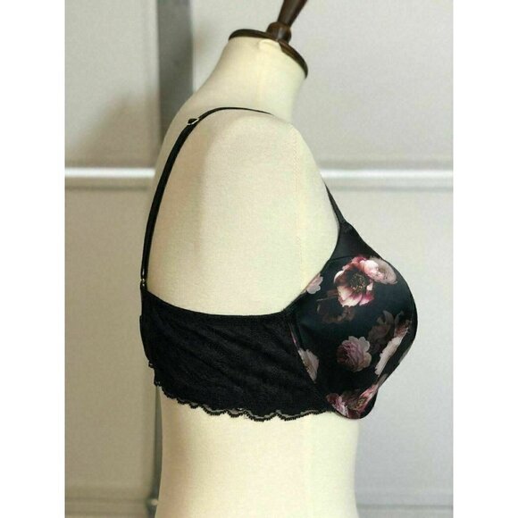 Soma Womens Black Floral LIMITED EDITION Satin & Lace Perfect Coverage Bra - Picture 4 of 12